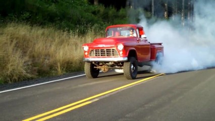 1955 Chevy Truck Powered By A CUMMINS Does One Killer Burnout