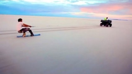 50 MPH Salt Flat Snowboarding Behind ATV