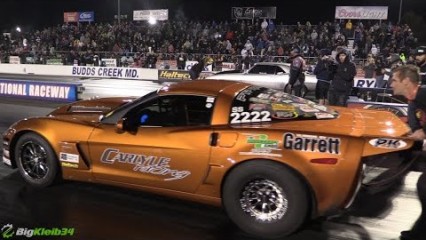 6-Second Corvette Half Track Wheelie, Traps 220mph!