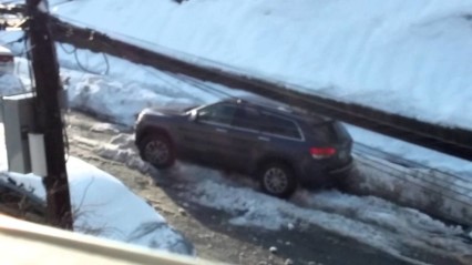 Angry Man Gets Stuck in he Snow – He Just Can’t Get Out