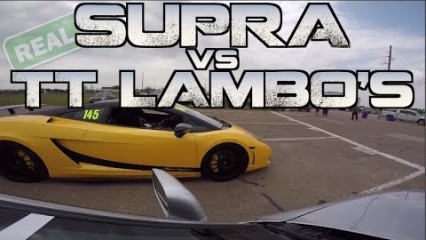 BEASTLY Supra takes down TWO 2000HP Lamborghinis!