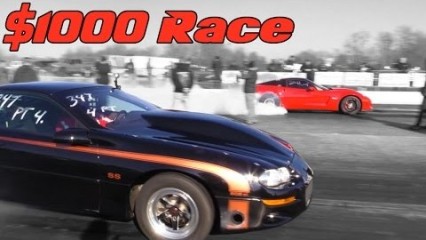 Big Turbo Camaro vs ProCharged Corvette BATTLE for CASH