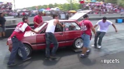 Boosted Toytota Starlet Wheel Comes Off at Pan American Nationals