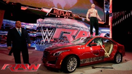 Brock Lesnar destroys J&J Security’s prized Cadillac ATS!