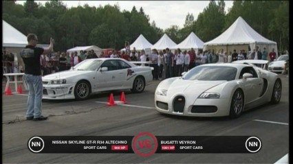 Bugatti Veyron vs HUGE POWER Nissan Skyline GT-R R34