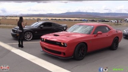Challenger Hellcat takes on GT500 and Supra in Half Mile Racing!