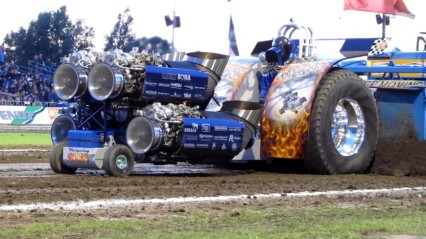 CRAZY Tractor Pull With Quad Jet Engines