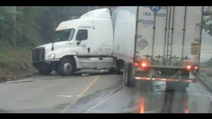 Driver Fails at Low Bridge U-Turn