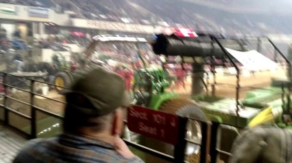 Driver In Tractor Pull Gets LOOSE And Slams Into The Wall Head On!