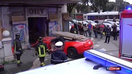 Ferrari 599 GTB Wrecks Into Storefront – Massive Damage!