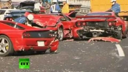 Ferrari Graveyard: Video Of 14 Supercar Pile Up In Japan