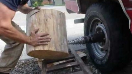 Truck-Powered Hillbilly V8 Wood Splitter is Downright Genius