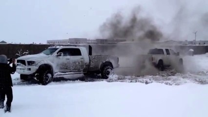 FORD vs DODGE vs GM Tug Of War In The SNOW BREAKS CHAIN!!
