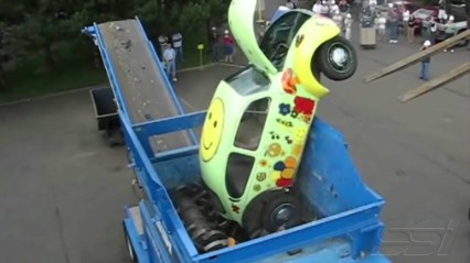 Full Size VW Bug Get’s SHREDDED Within One Minute!