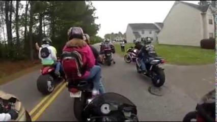 Girl Falls Off Motorcycle and Gets Stuck On The Tire