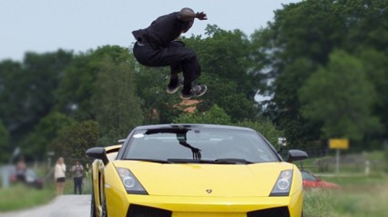 Guy Jumps Over Speeding Lamborghini
