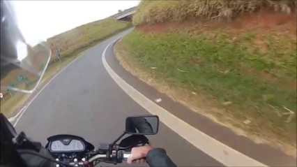 Guy Lays Bike Down and Nearly Gets Hit