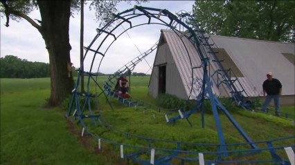 Guy Makes his own Backyard Roller Coaster