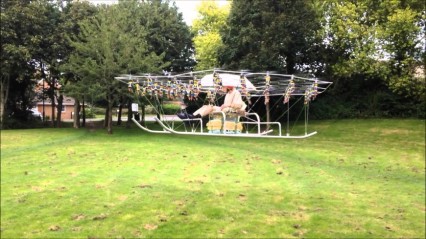 Home-Made Helicopter from 54 Drones