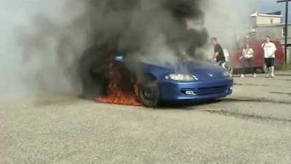 Honda Civic Burns! Burnout DISASTER!