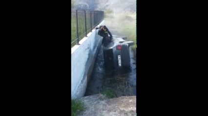 How Not To Drive a Car! Show Off Ends Up Under Water!
