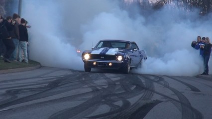 INSANE BURNOUT and POWERSLIDE!! 1969 Chevrolet Camaro