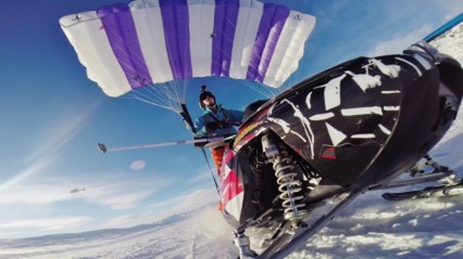 INSANE Flying Snowmobile Falling with Style from Mile High Cliff