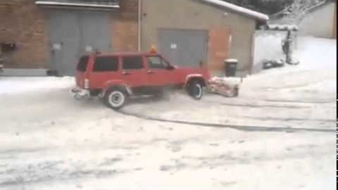 Jeep Drifting While Plowing Snow - A Good Day At Work!
