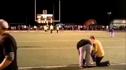 Kid Kicks Field Goal To Win a 2014 Chevy Camaro