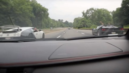 Lamborghini Aventador near collision with Ferrari F50