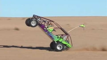 Little Kid Does Wicked Quarter Mile Sand Rail Wheelie at the Dunes!