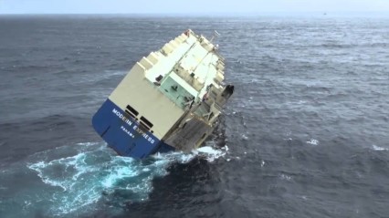 Modern Express Car Carrier Ship Goes Down in Rough Seas