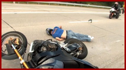 Motorcycle Accident – Stunt Rider Knocks Himself Out!