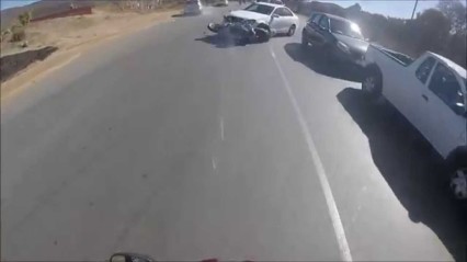 Motorcycle Ride Ends Bad – Mercedes Pulls Out Causing Pile Up!