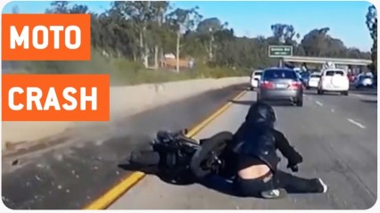 Motorcyclist Loses Control On Highway | Double Fail