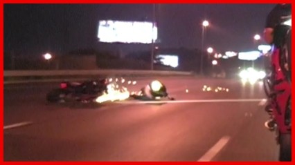 NASTY Motorcycle Accident on the Highway – WHEELIE Gone Wrong