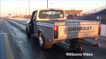Nitrous Injected Chevy Truck Does Double Wheels Up Pass!