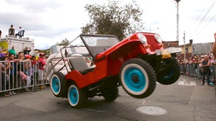 Overloaded Jeeps Perform Wheelies Through Streets of Colombia