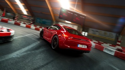 Porsche Cayman GTS vs. Go-Kart track