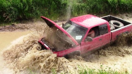 Red Dodge Hits It Hard At Silver Willow When Competing In The Mud Bog!