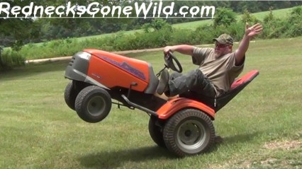 Redneck Lawn Mower Wheelies! MAD SKILLS!