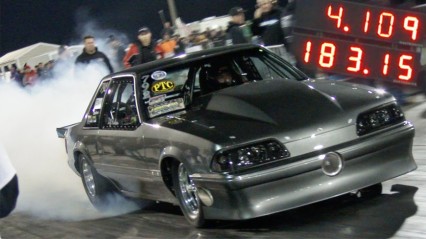 SINGLE TURBO FOX BODY GOES 4.10 ON 275s!