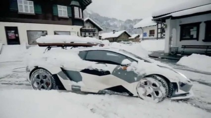 Snow Drifting, Stunt Driving, and Snow Bank Crashing a Lamborghini