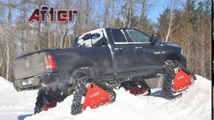 Snow Tracks On Trucks – BADASS Rubber Tracks Conversion Systems Available For Road Trucks