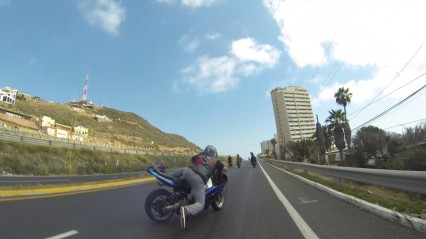 Streetbike Burnout in Tijuana Goes Wrong Ending in a Wreck