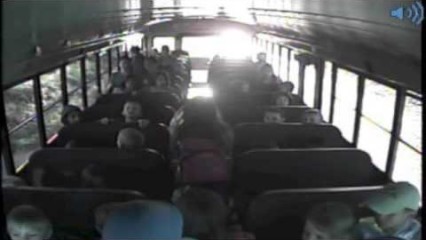 SUV Narrowly MISSES Students Boarding Bus for Elementary School