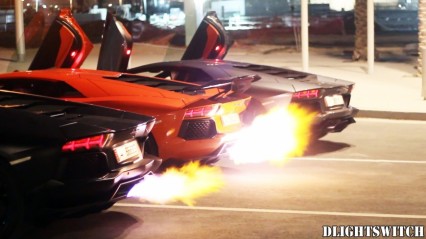 THREE Lamborghini Aventadors Have a FLAME Contest