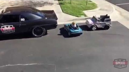 Three Year Old Girl DRIFTS Between Two Cars!