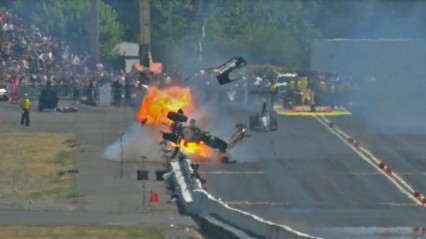 Top Alcohol Dragster crashes into the Wall