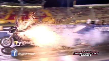 Top Fuel Harley Explodes on the Launch!!